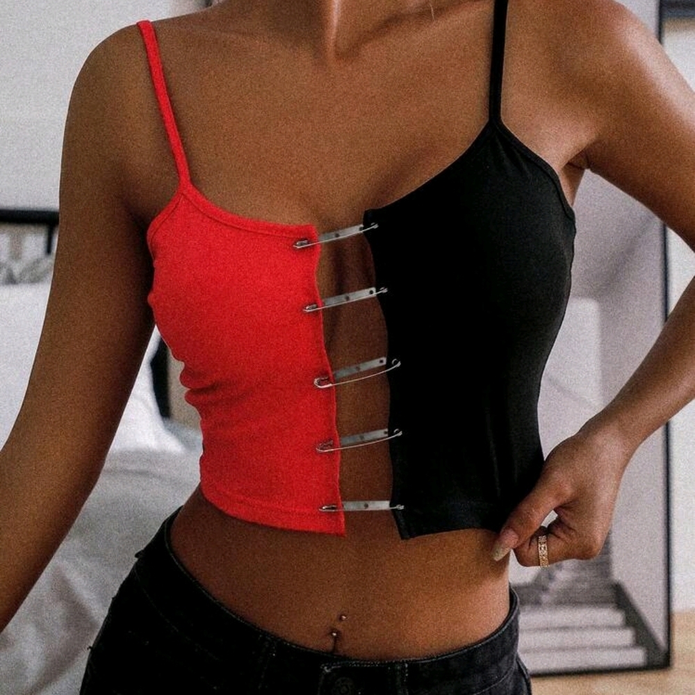 Red And Black  Safety Pin Top Size M